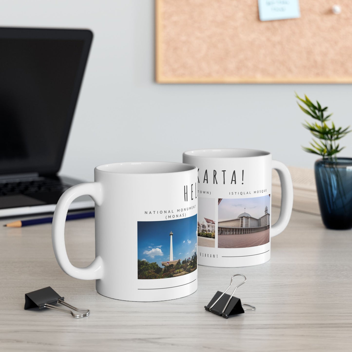 Hello Jakarta Ceramic Mug - 11oz & 15oz, Perfect for Travel Lovers & Home Decor - 12022