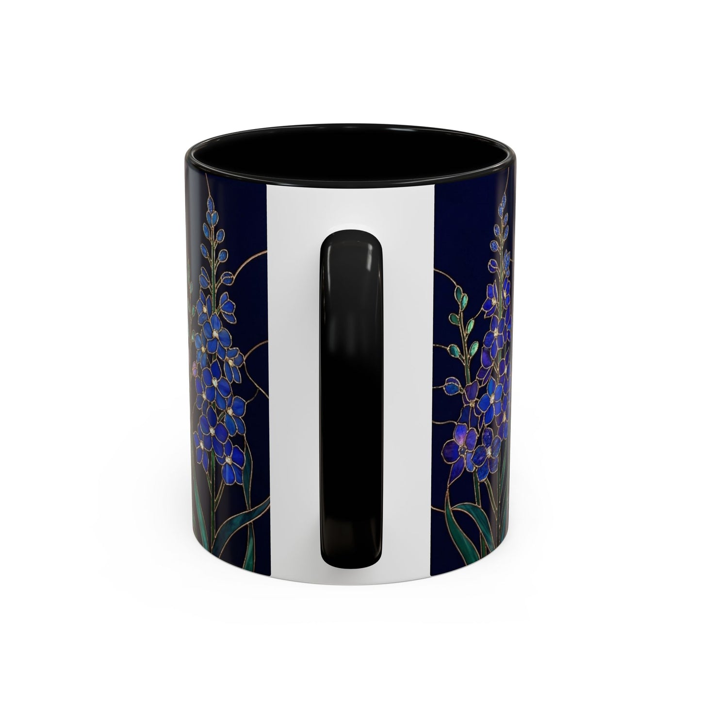 Larkspur Floral Accent Coffee Mug —  Stained-Glass Garden Design (11/15oz) - 14595