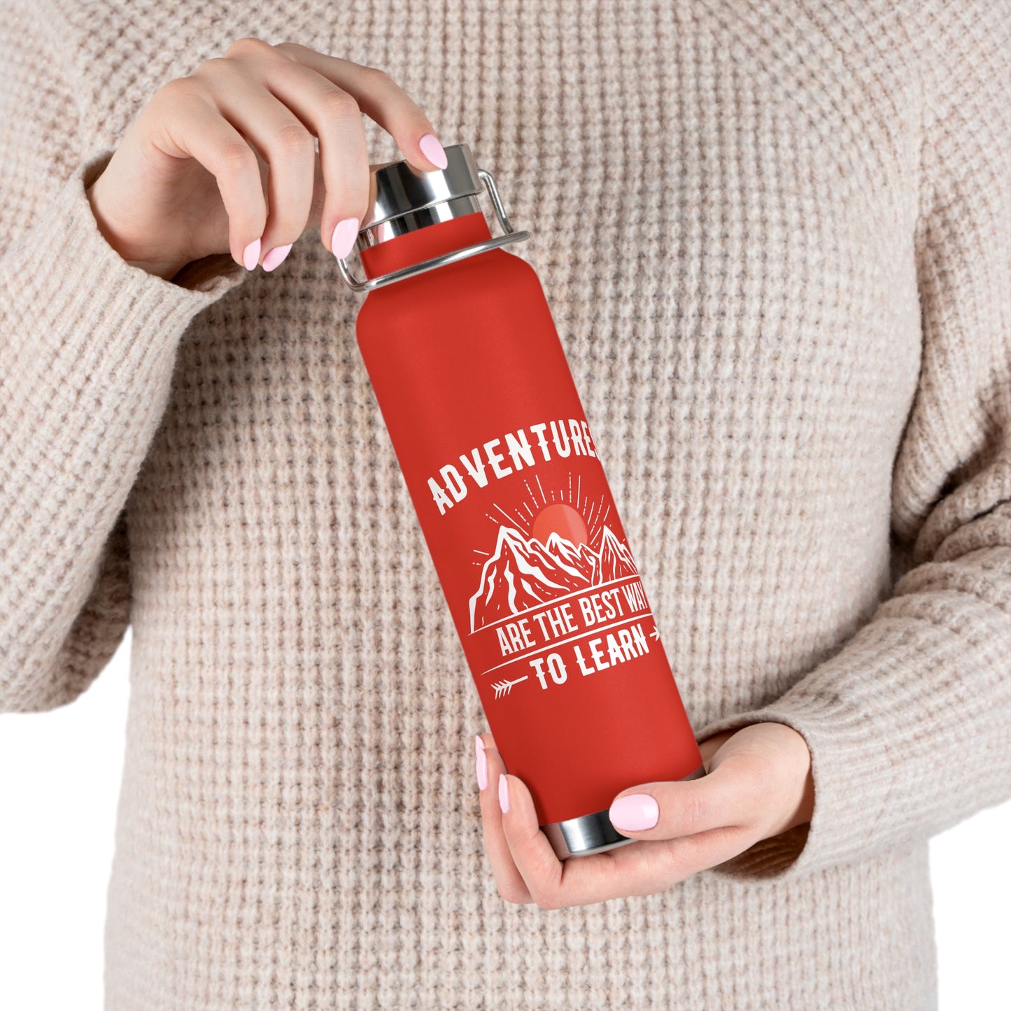 Adventures Are The Best Way To Learn - Customizable  Copper Vacuum Insulated Bottle, 22oz - 12670