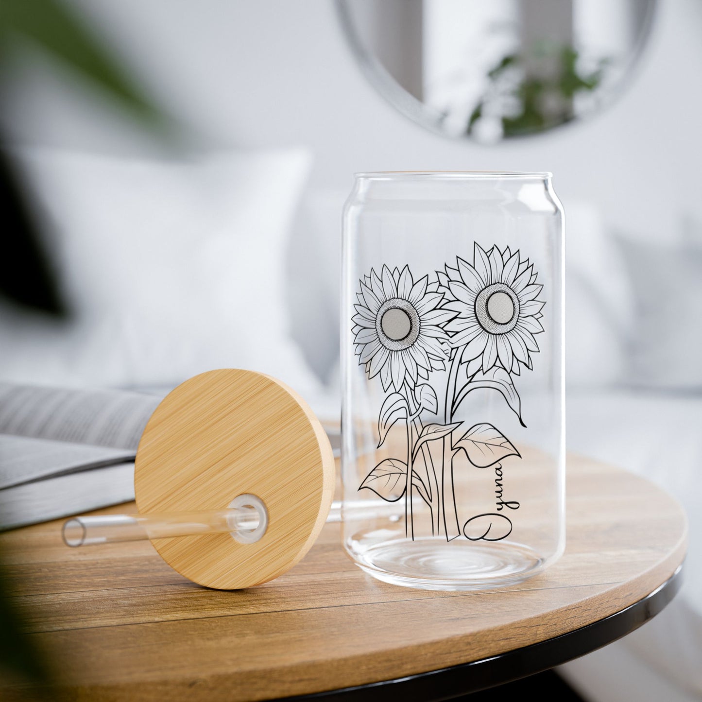 Sunflowers,  Customizable - Sipper Glass, 16oz