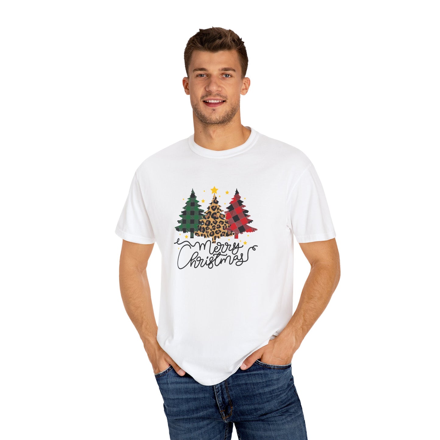 Merry Christmas, Trees - Unisex Garment-Dyed T-shirt - 10199