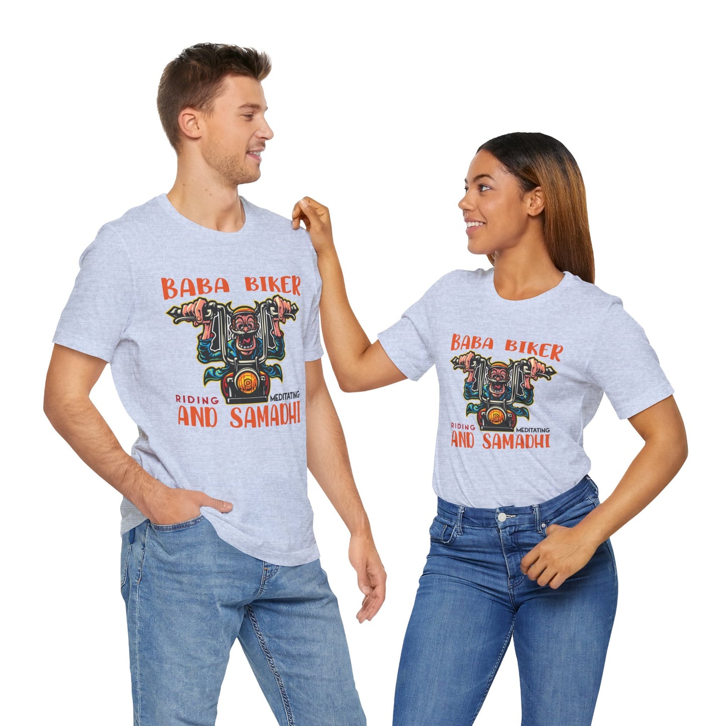 Baba Biker, Riding, Meditating and Samadhi - Unisex Jersey Short Sleeve Tee - 13590