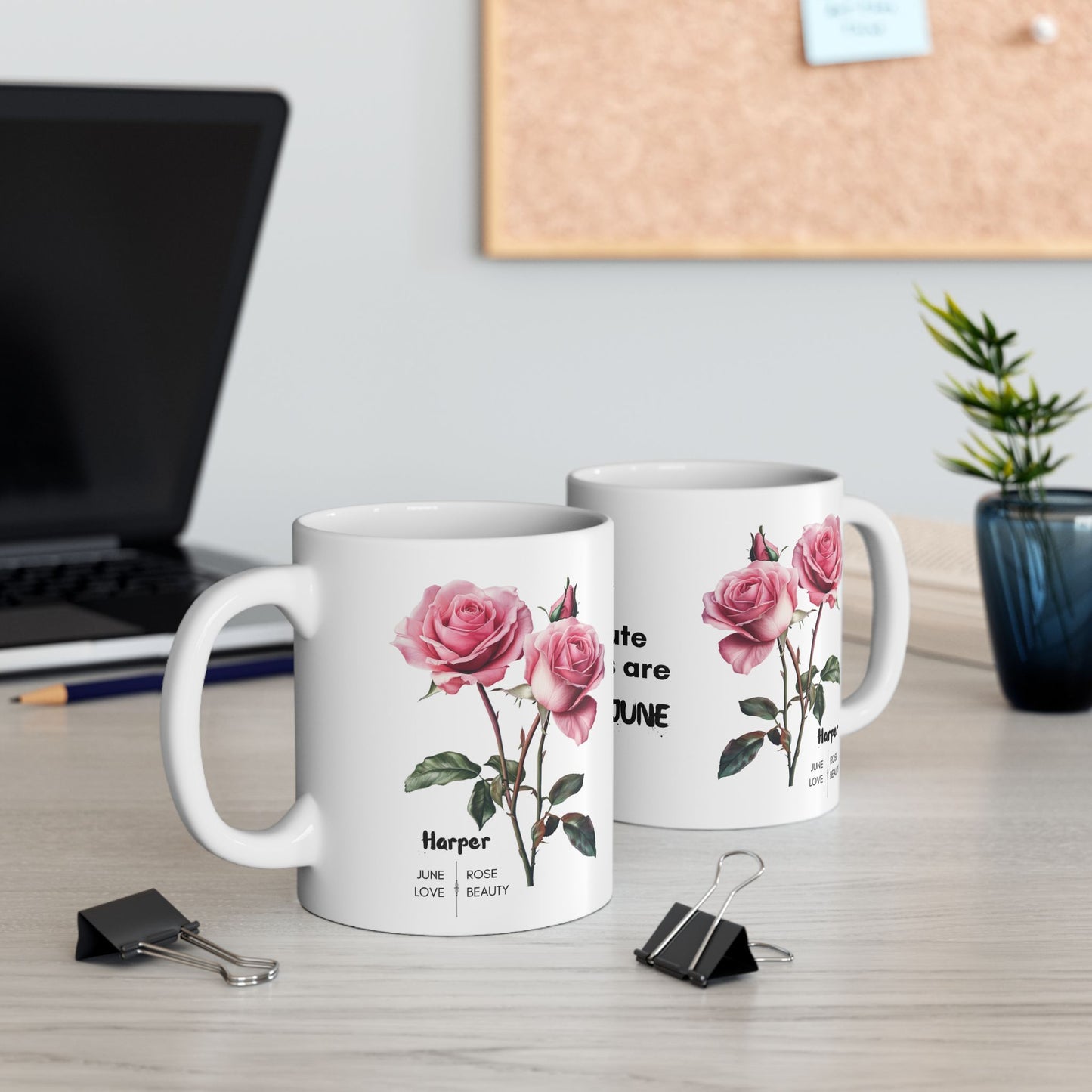 Happy Birthday: Only Absolute Legends Are Born In June, Pink Roses, Customizable - Ceramic Mug, (11oz, 15oz)