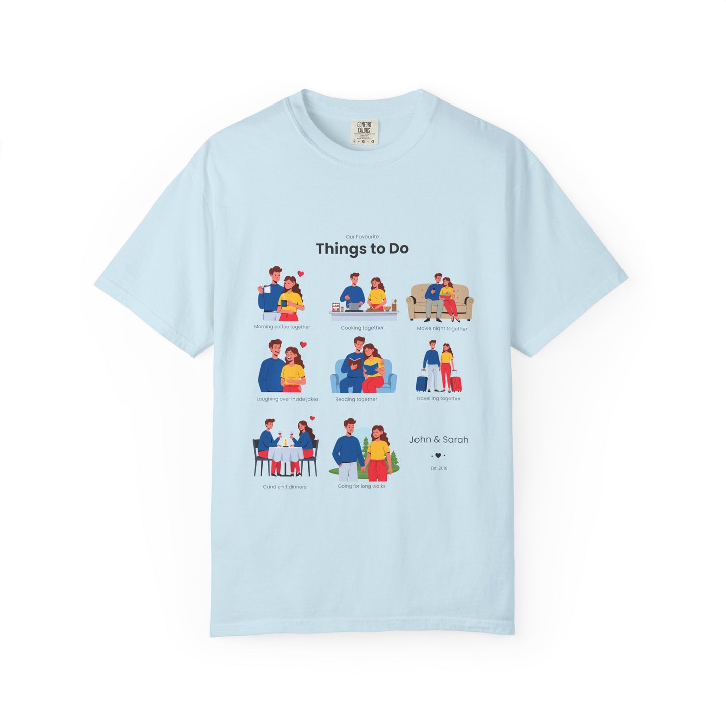 Our Favourite Things to Do Together – Personalised Valentine’s Illustration T-Shirt Gift - 14722