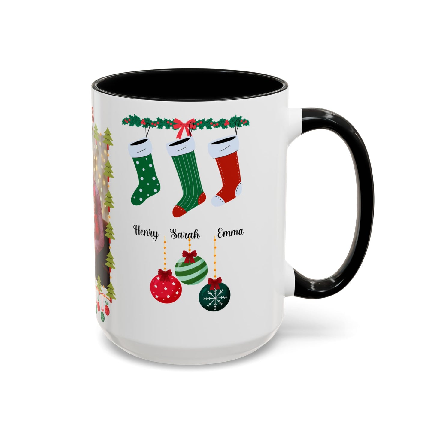 Christmas, Family Photo, Customizable, Accent Coffee Mug (11, 15oz)