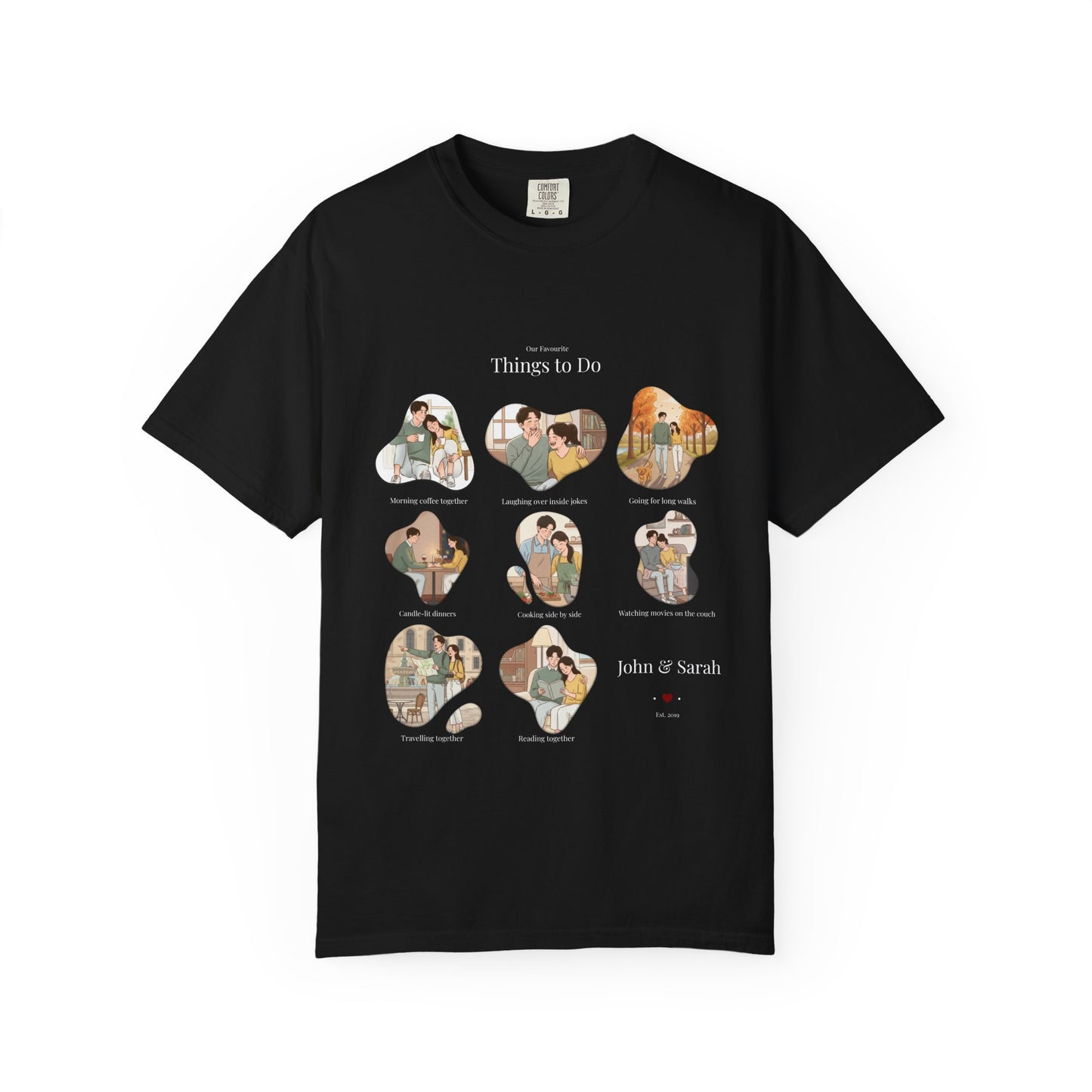 Our Favourite Things to Do Together – Personalised Valentine’s Illustration T-Shirt Gift - 14721