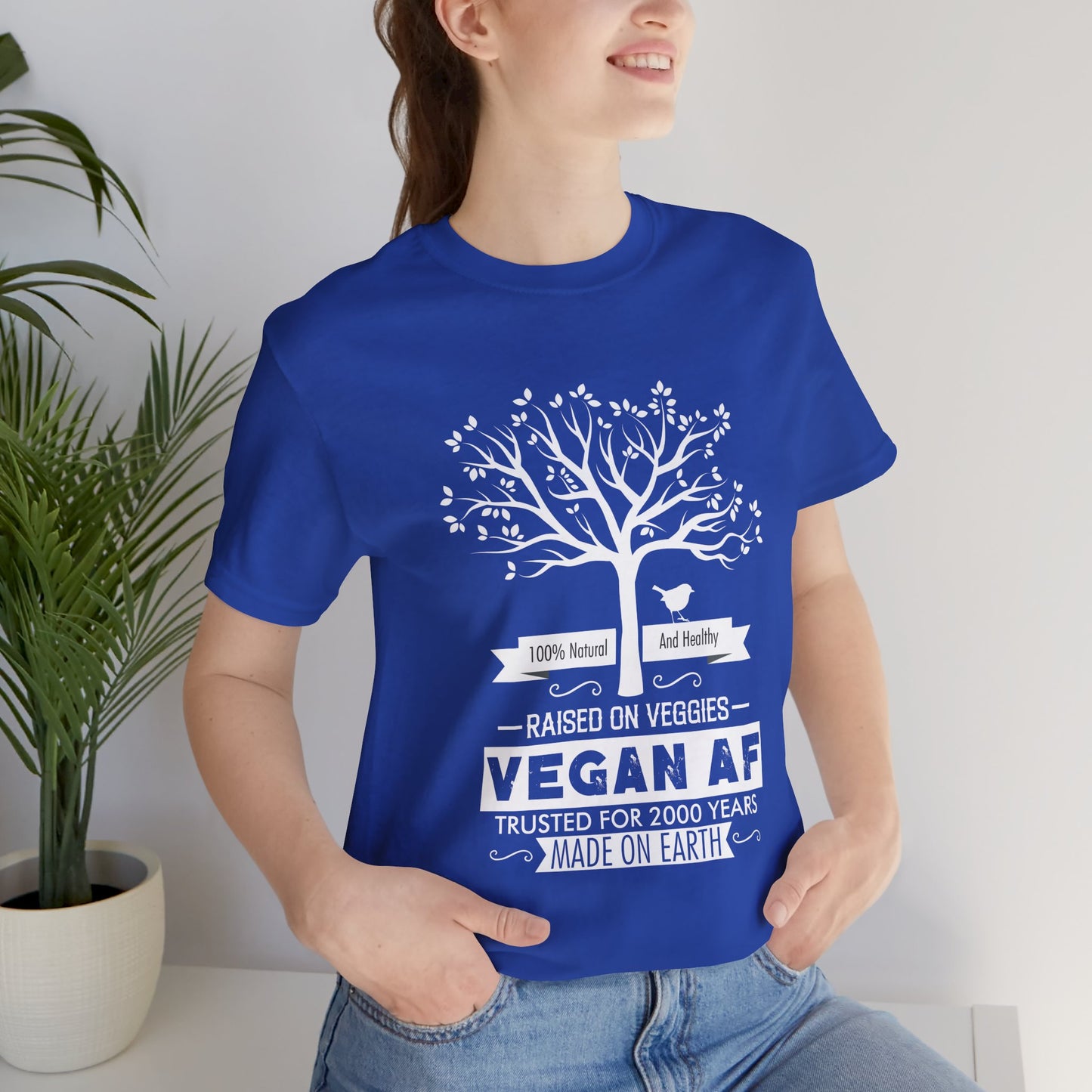 Vegan: 100% Natural And Healthy, Raised By Veggies - Unisex Jersey Short Sleeve Tee - 12396