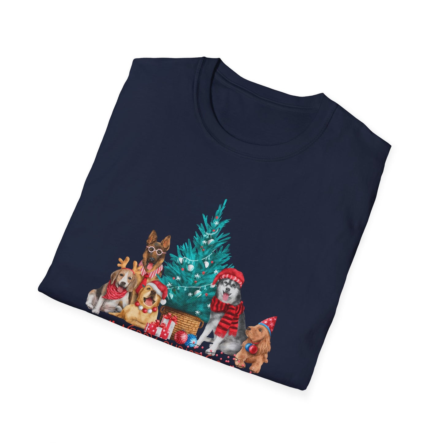 Dogs, Merry Christmas - Unisex Softstyle T-Shirt - 10281