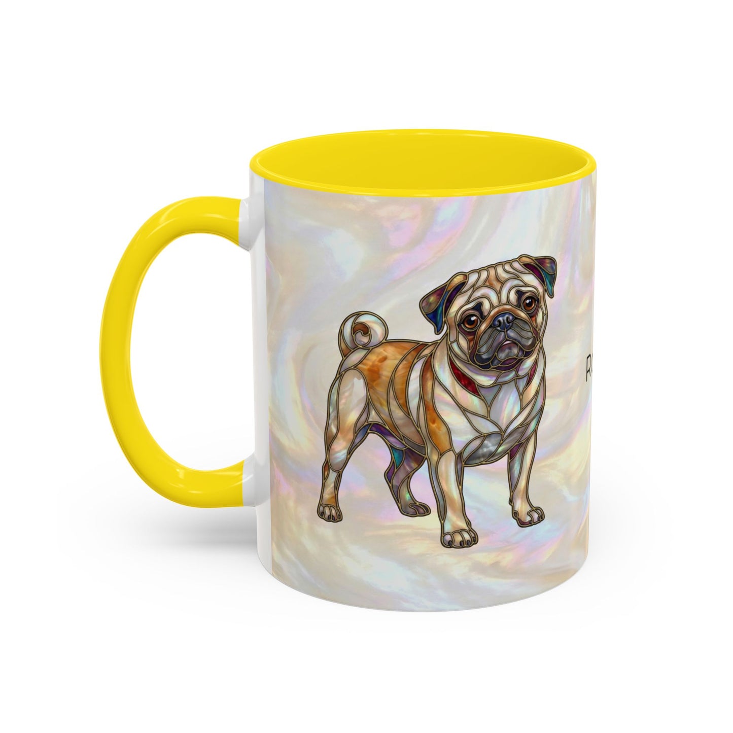 Personalized Pug Accent Coffee Mug –  Stained Glass Design (11/15oz) - 14547