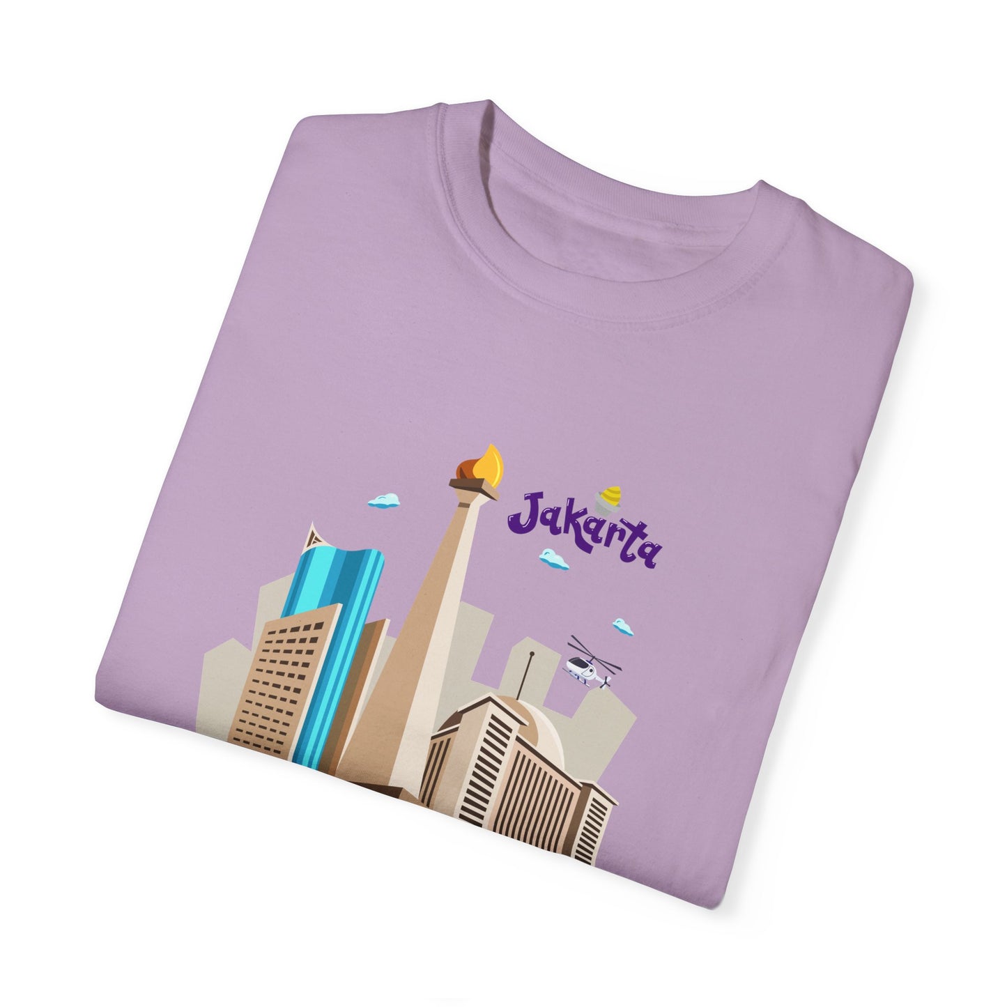 Jakarta Cityscape Unisex Garment-Dyed T-Shirt - Casual Travel Tee - 12129