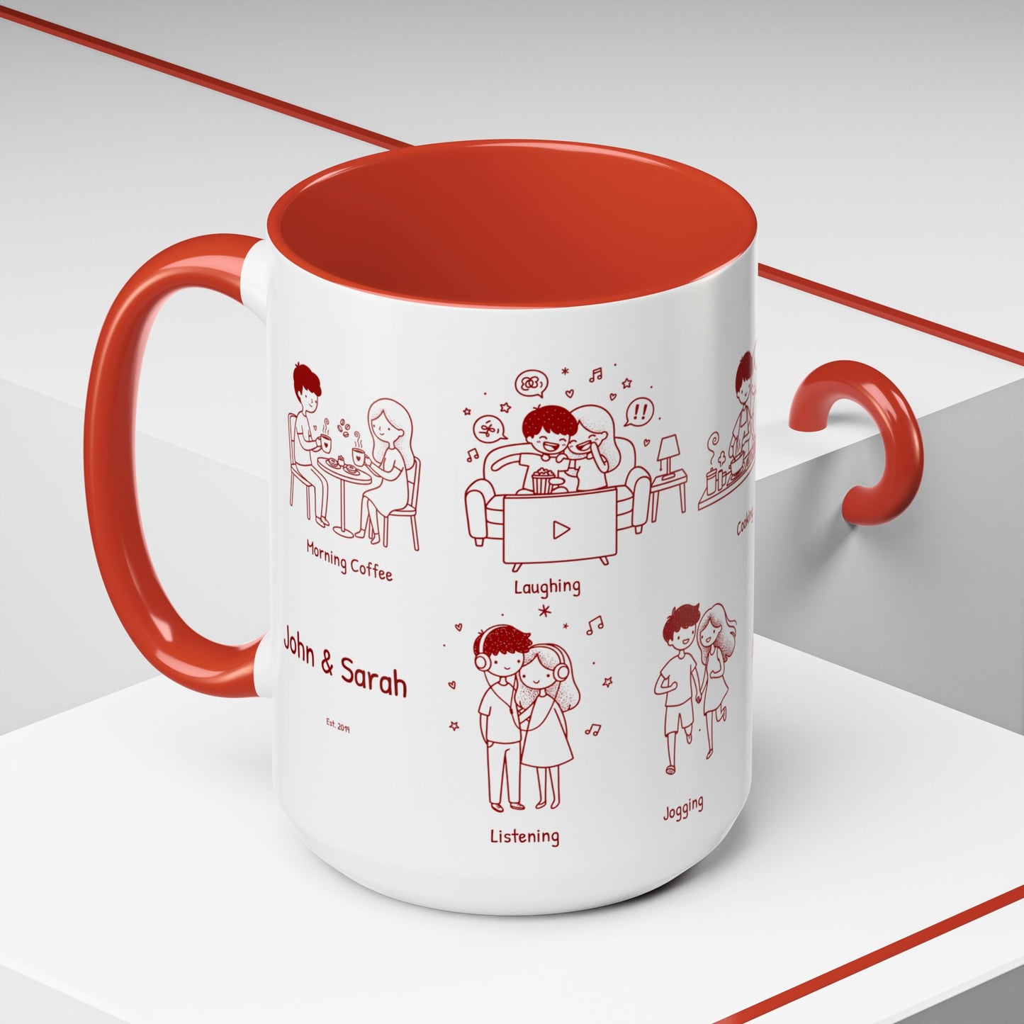 Our Favorite Things to Do Valentine’s Mug – Cozy Couples Illustrated Accent Coffee Mug - 14706