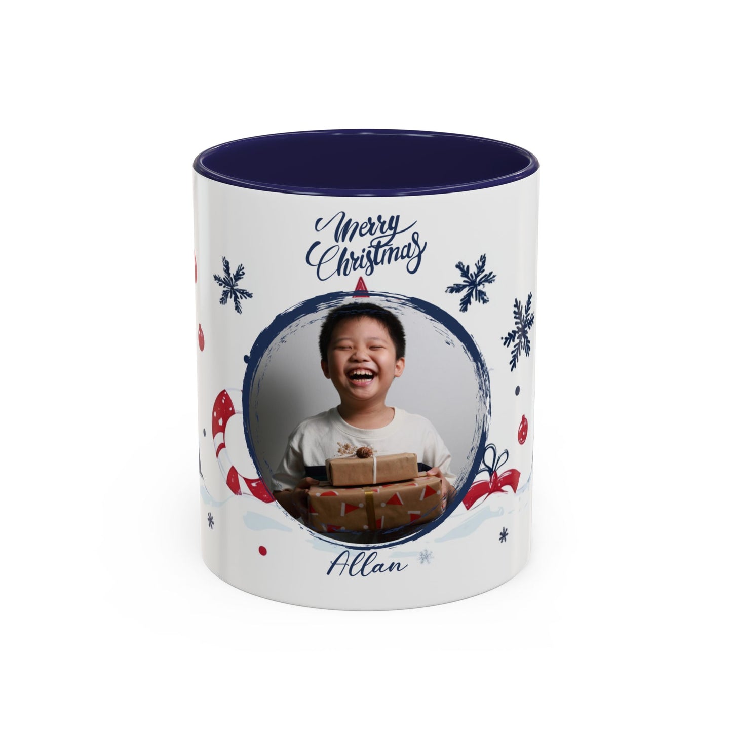 Allan, Merry Christmas, For Boys, Customizable - Accent Coffee Mug (11, 15oz) - 10145