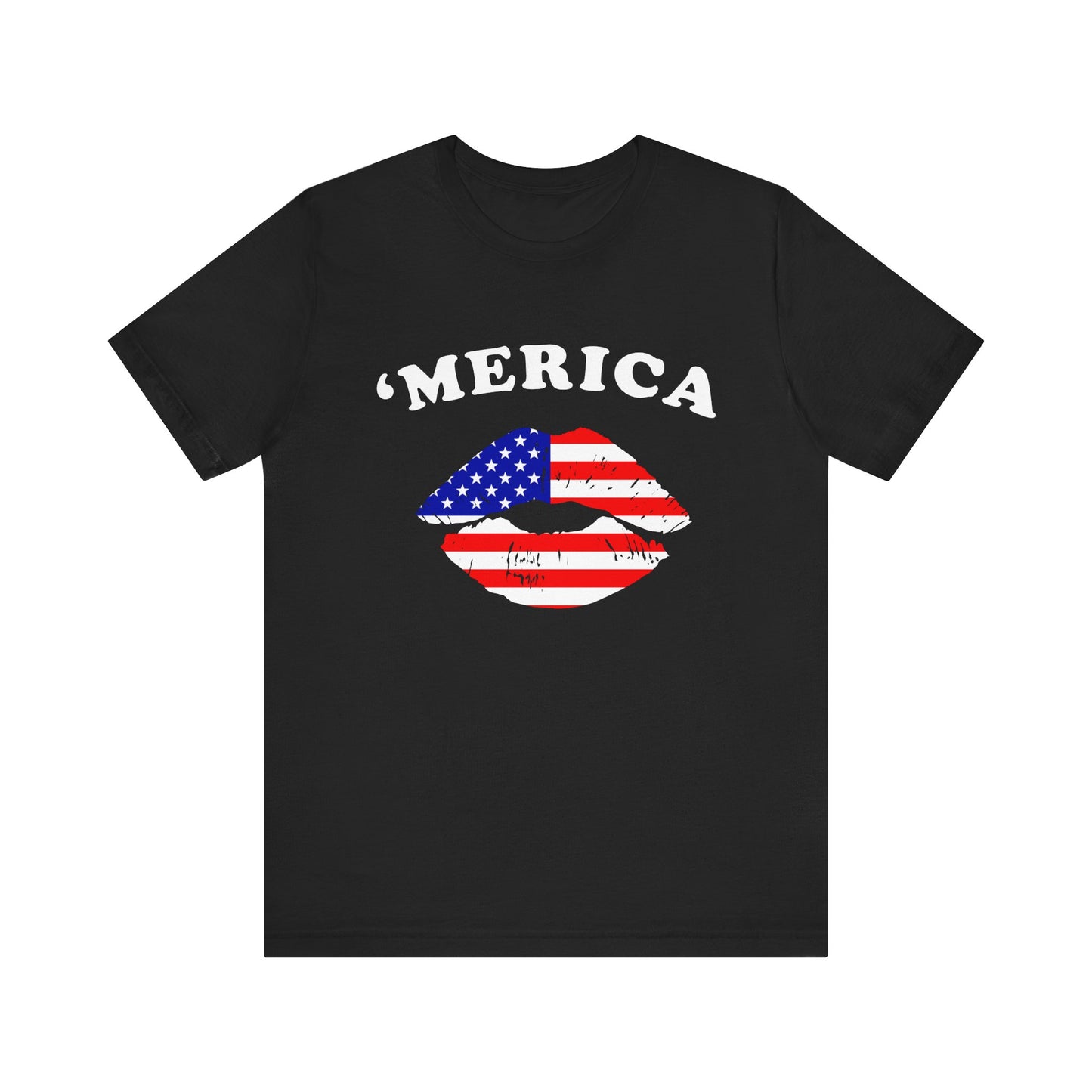'Merica Unisex Jersey Tee, Patriotic Short Sleeve Shirt, USA Flag Design, Independence Day Apparel, Festival Wear, Summer Casual - 13519
