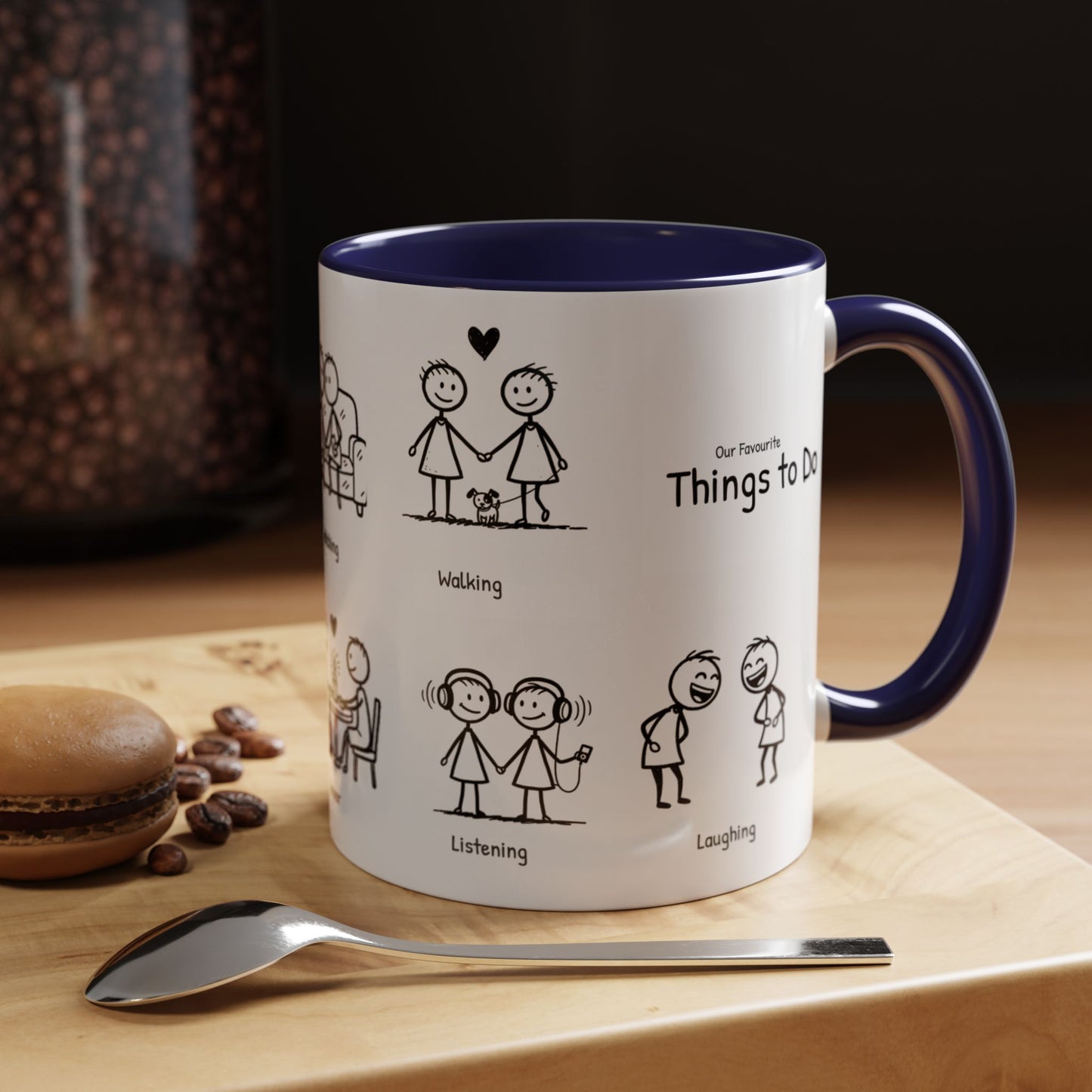 Our Favorite Things to Do Valentine’s Mug – Cozy Couples Illustrated Accent Coffee Mug - 14705