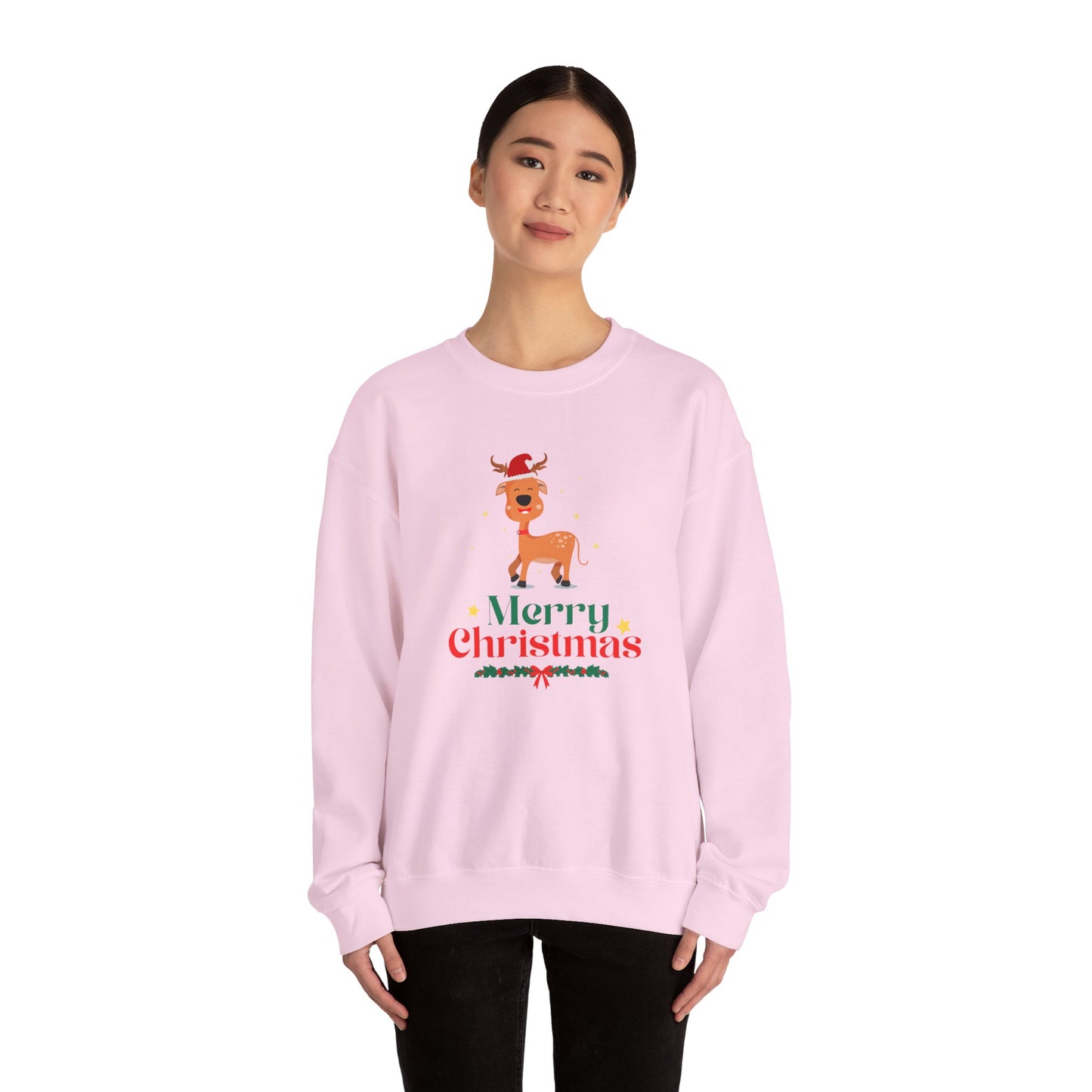 Reindeer, Merry Christmas - Unisex Heavy Blend™ Crewneck Sweatshirt