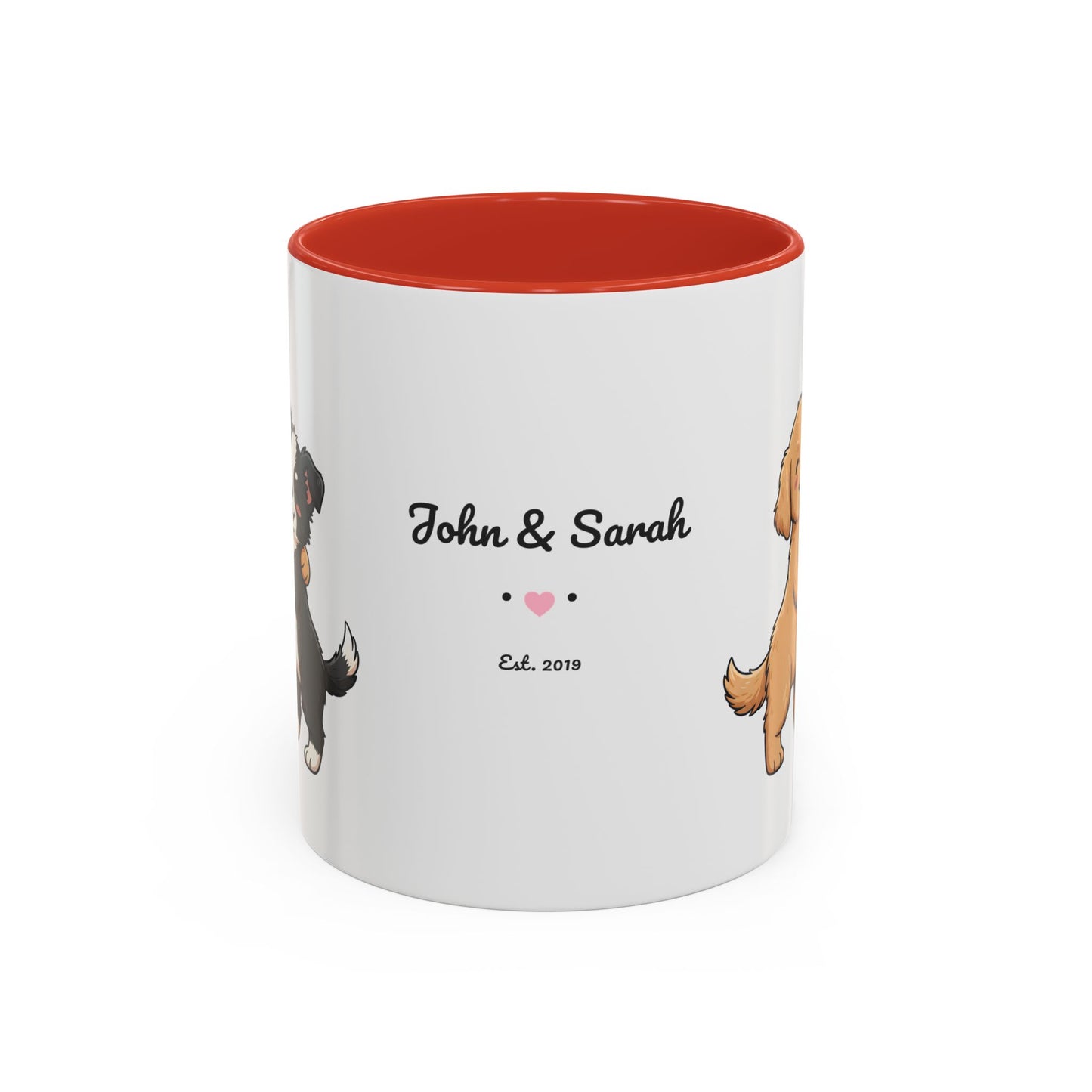 Cute Dogs Personalized Mug — Custom Names & Established Date | Couple Valentine Gift (11oz / 15oz) - 14753