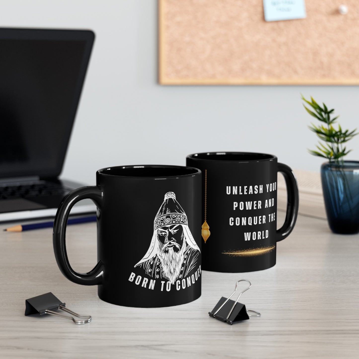 Born to Conquer Mongolia - Ceramic Black Mug (11oz, 15oz)