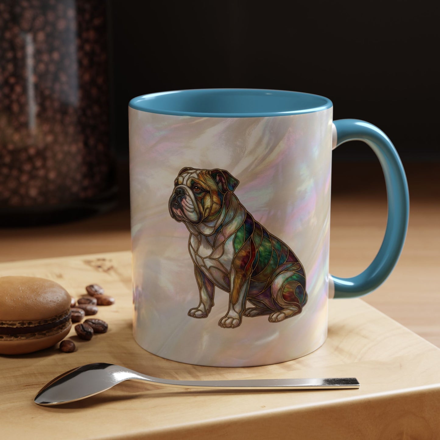 English Bulldog Accent Coffee Mug -Stained Glass Style (11/15oz) - 14630