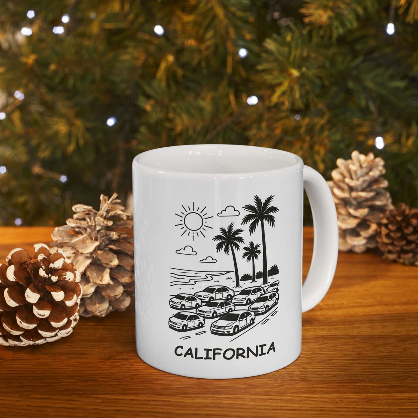 "Sun, sand, and the occasional traffic jam." Ceramic Mug – 12709