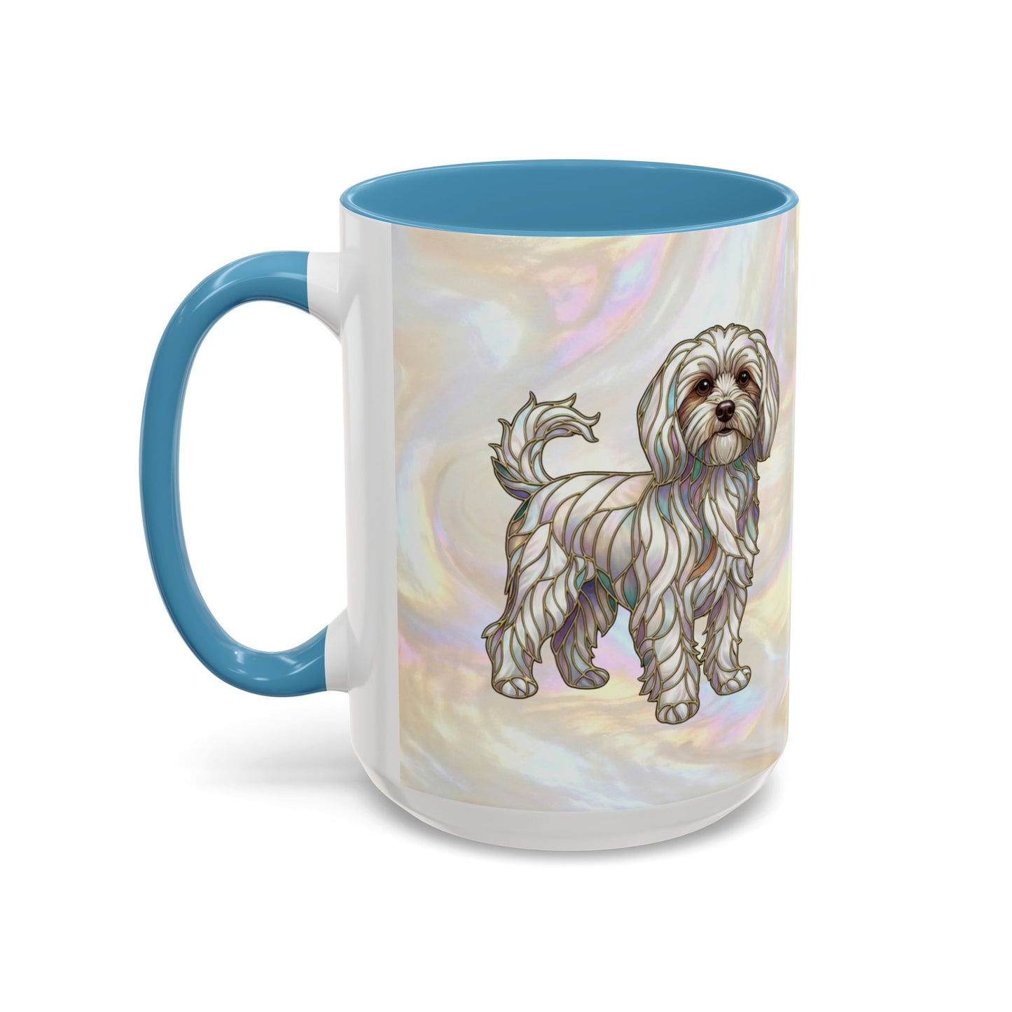 Maltese Dog Accent Coffee Mug – Stained Glass Design 11/15oz - 14642