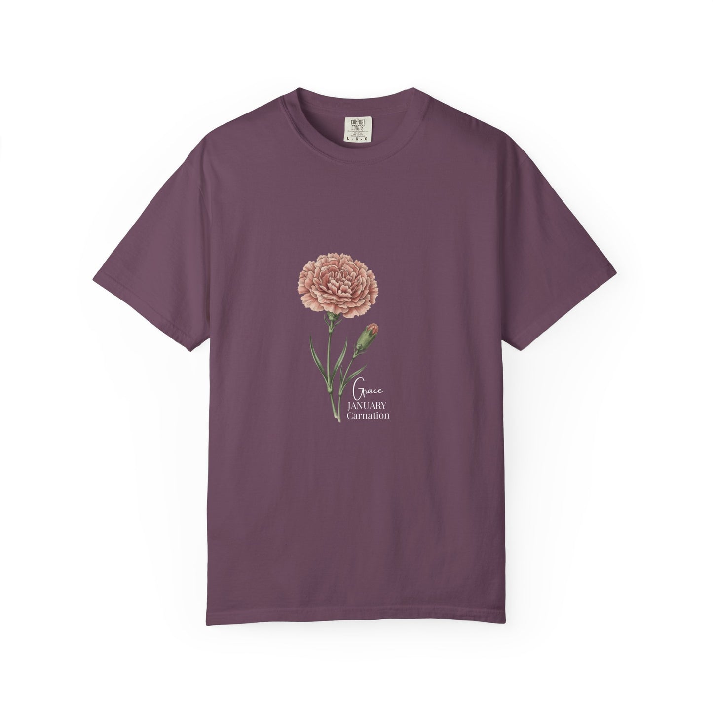 January Carnation Birth Flower T-Shirt – Customizable - 14672