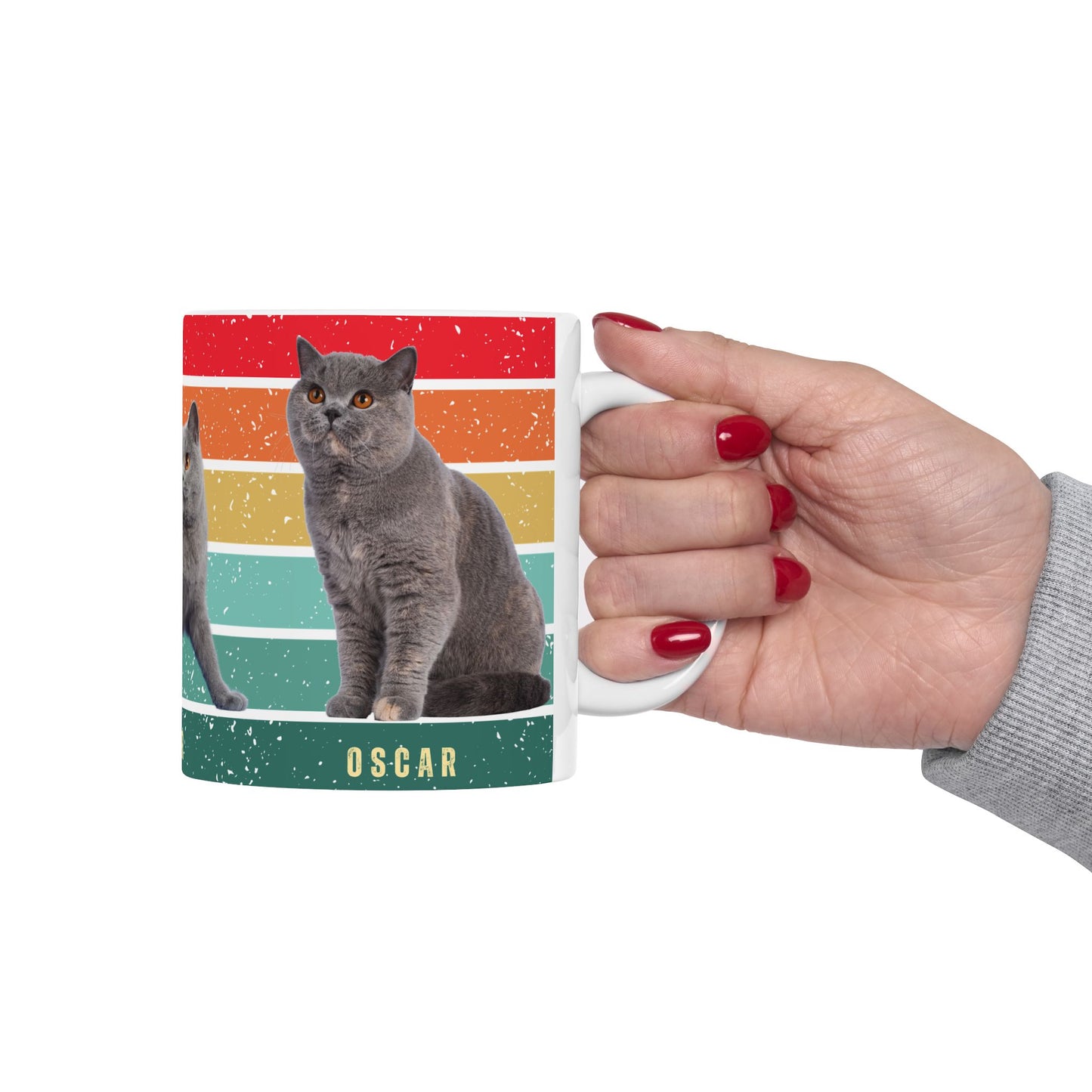 Oscar, Cat, Customizable - Ceramic Mug, (11oz, 15oz) - 10257