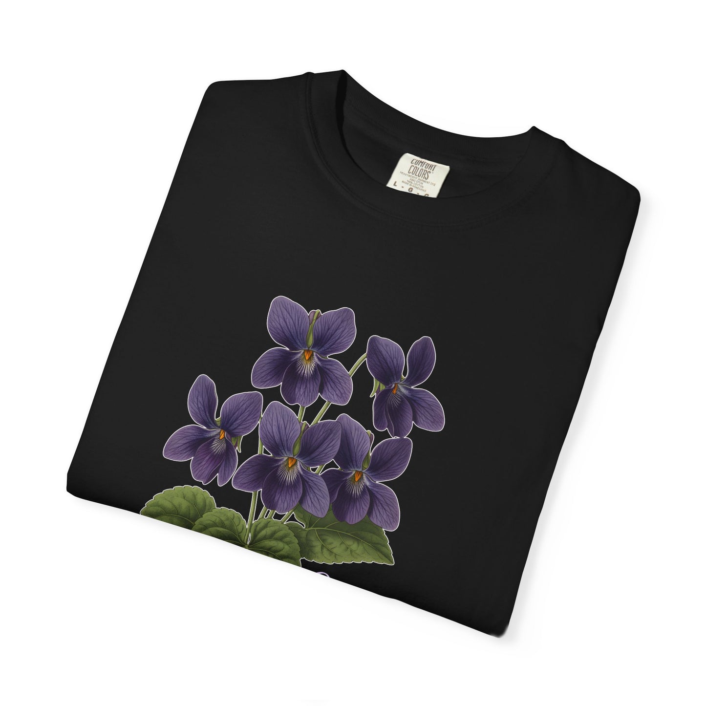 February Birth Flower Violet T-Shirt – Heavyweight Garment-Dyed Tee - 14694