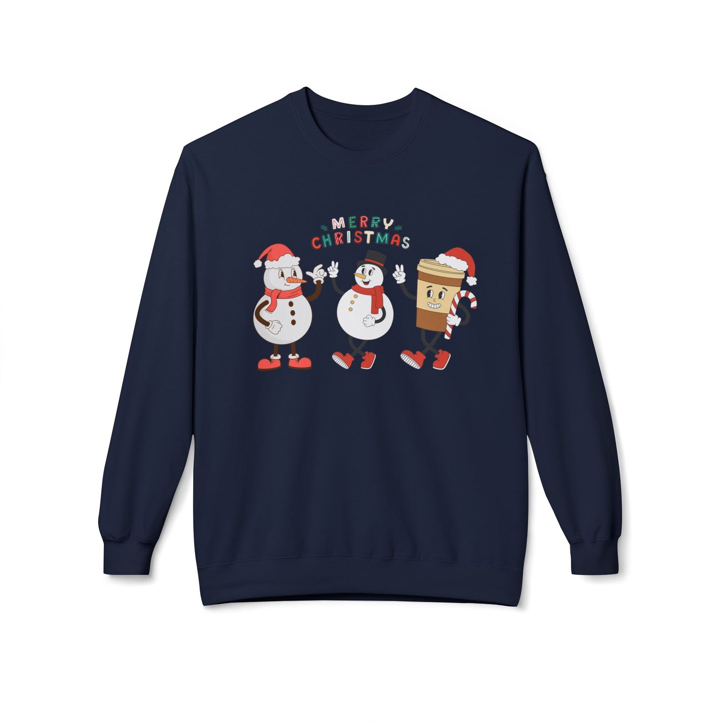 Happy Snowmen - Unisex Midweight Softstyle Fleece Crewneck Sweatshirt - 10373