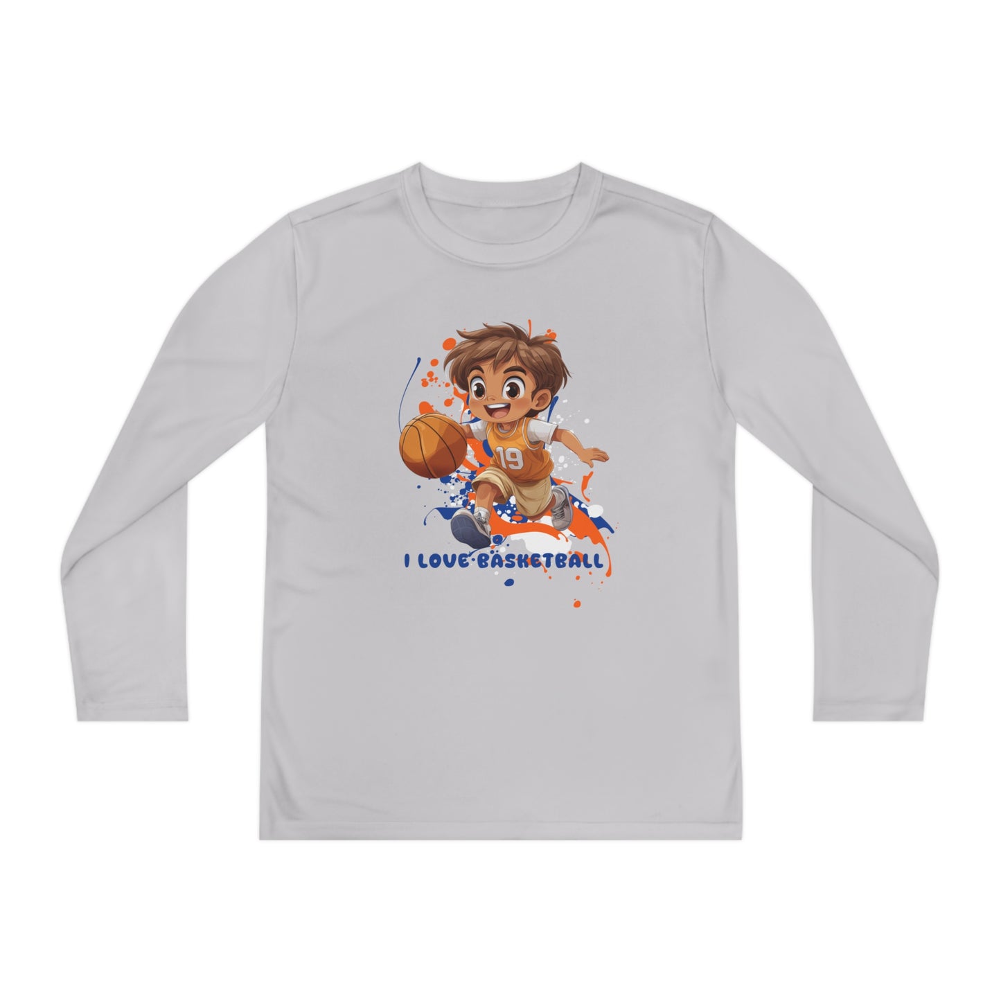 I Love Basketball - Youth Long Sleeve Competitor Tee