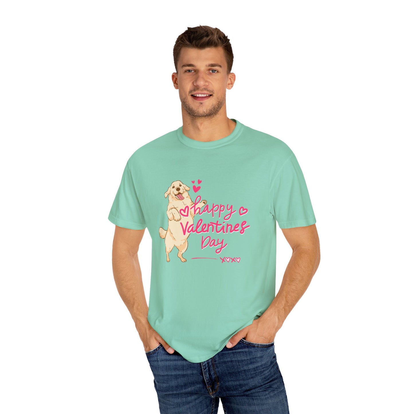 Dog, Happy Valentine's Day, XoXo - Unisex Garment-Dyed T-shirt - 11573