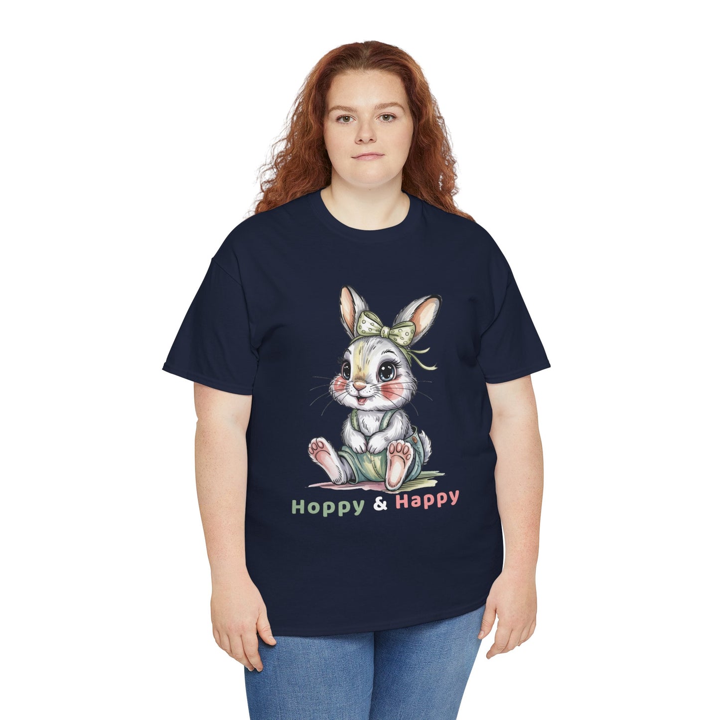 Cute Bunny T-Shirt – “Hoppy & Happy” Easter Rabbit Tee Gift for Kids & Adults - 14848