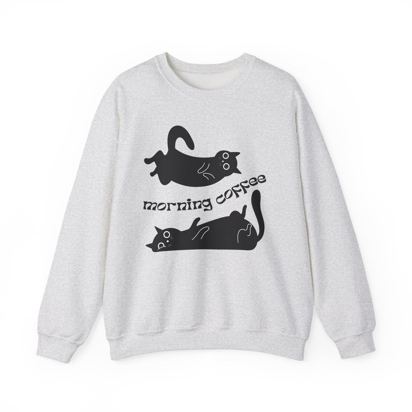 Black Cats, Morning Coffee - Unisex Heavy Blend™ Crewneck Sweatshirt - 11325