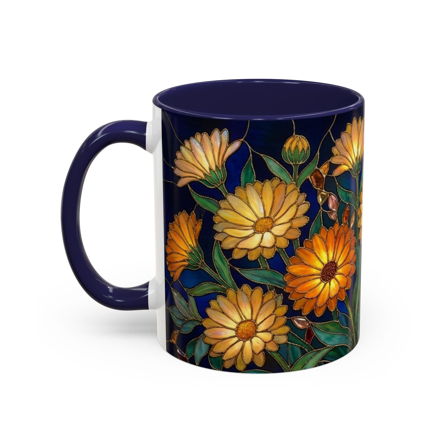 Calendula Accent Coffee Mug — Stained Glass Design (11/15oz) - 14549