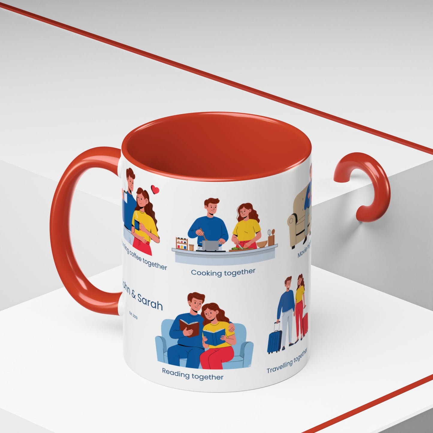 Our Favorite Things to Do Valentine’s Mug – Cozy Couples Illustrated Accent Coffee Mug - 14704