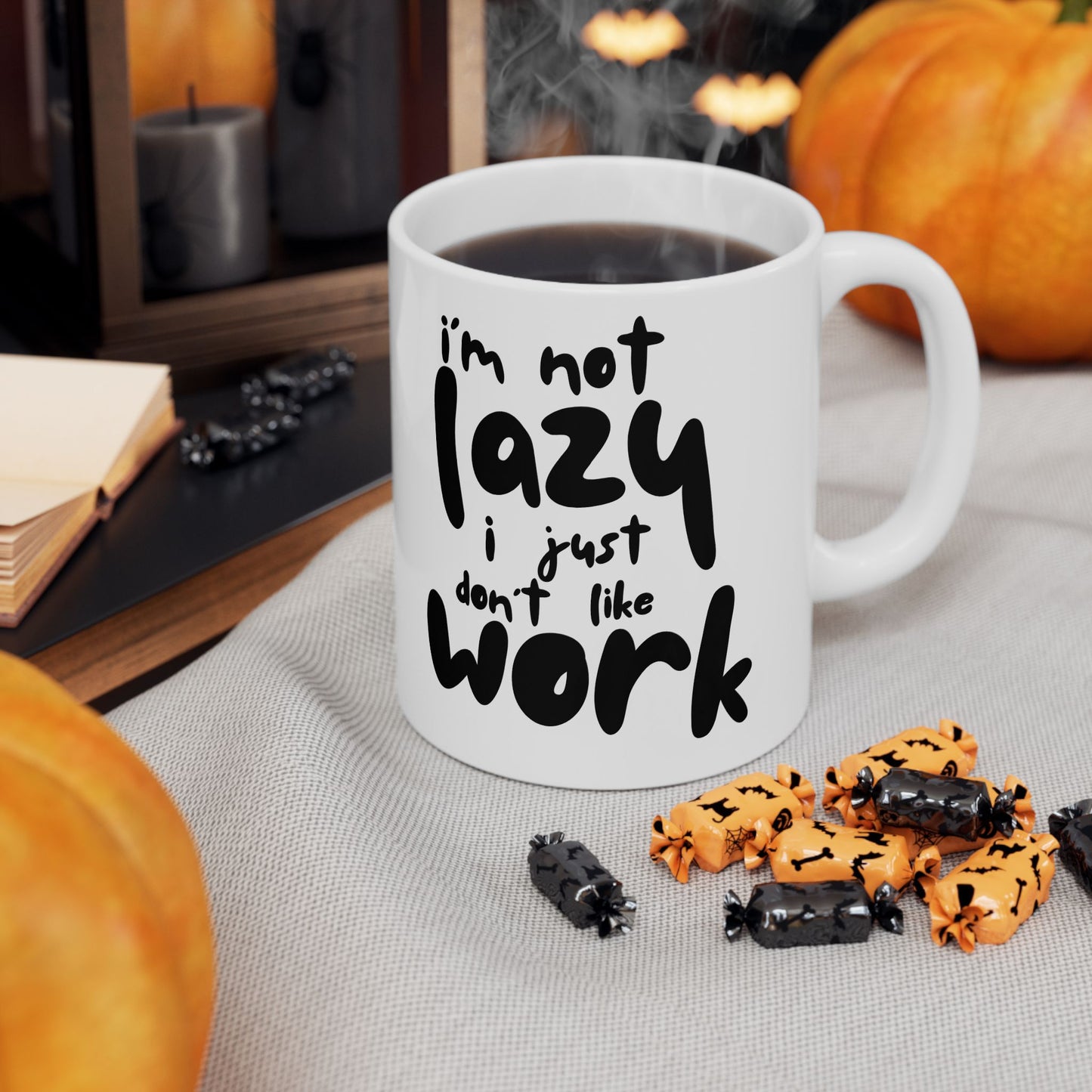 "I'm not lazy, I just don't like work" Funny Work Mug, Coffee Cup, Office Humor Gift, Tea Lovers, Quirky Ceramic - 14071