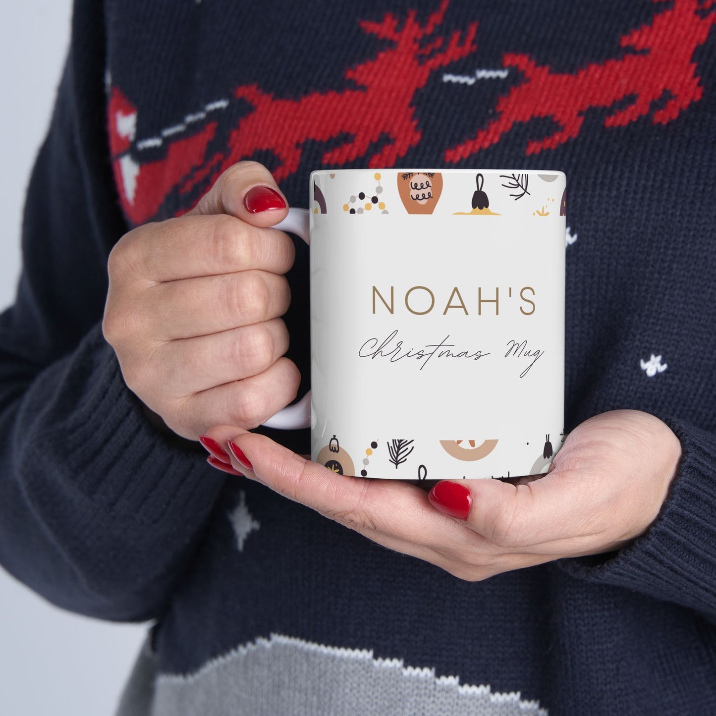 Noah's Christmas Mug, Photo & Name Customizable - Ceramic Mug, (11oz, 15oz) - 11061