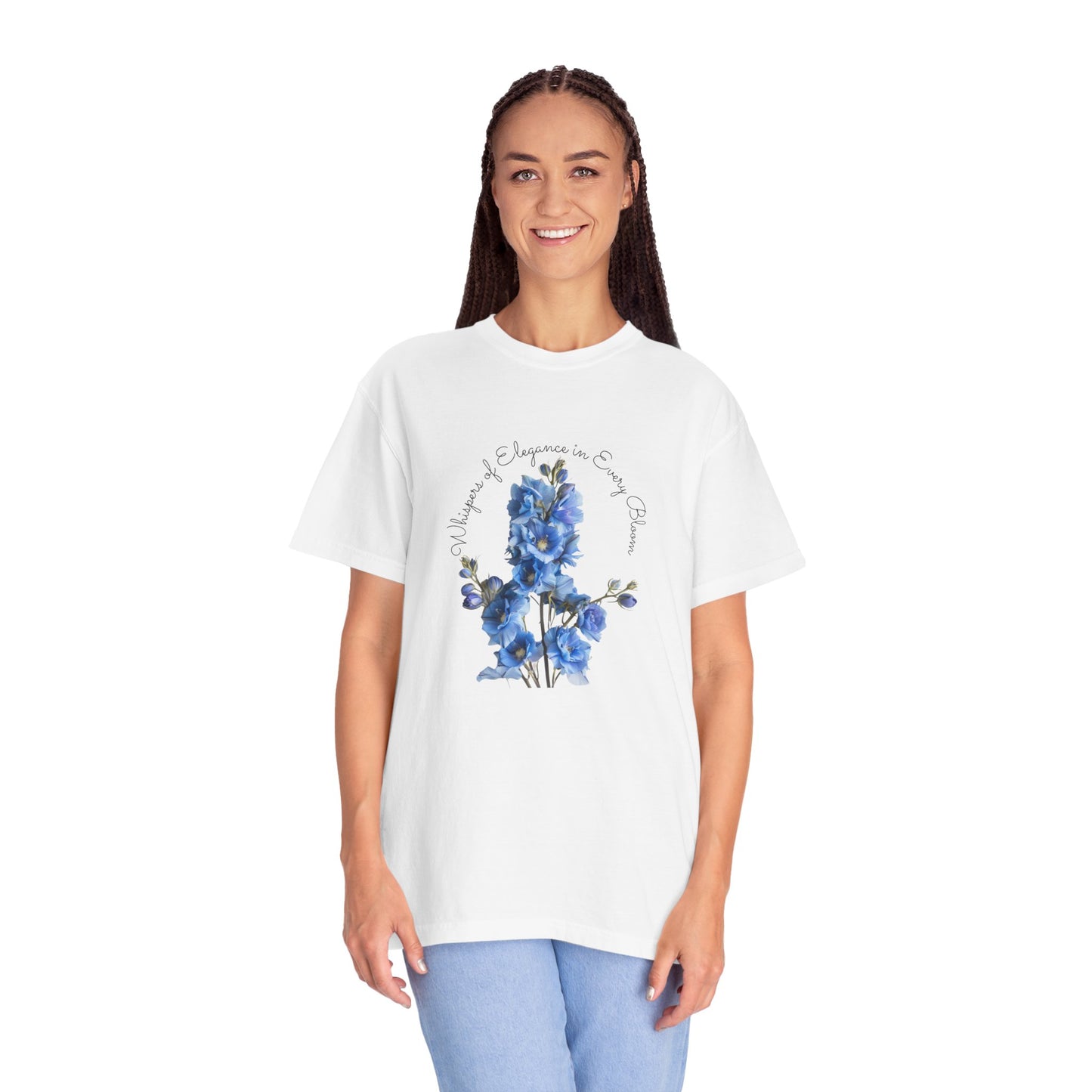 Happy Birthday, July, Delphinium - Unisex Garment-Dyed T-shirt - 10414