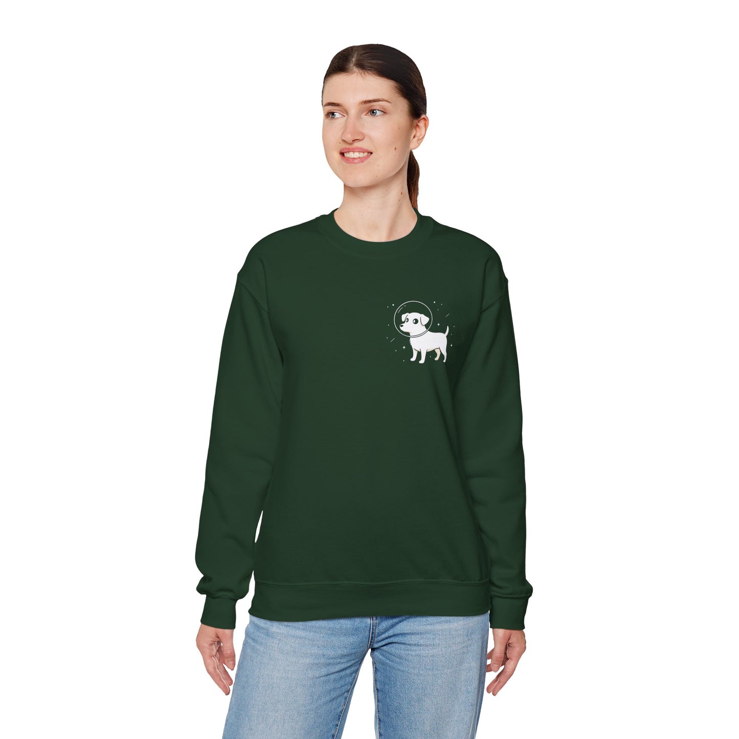 Dog in Space Crewneck Sweatshirt – Space Puppy Graphic Pullover - 14678