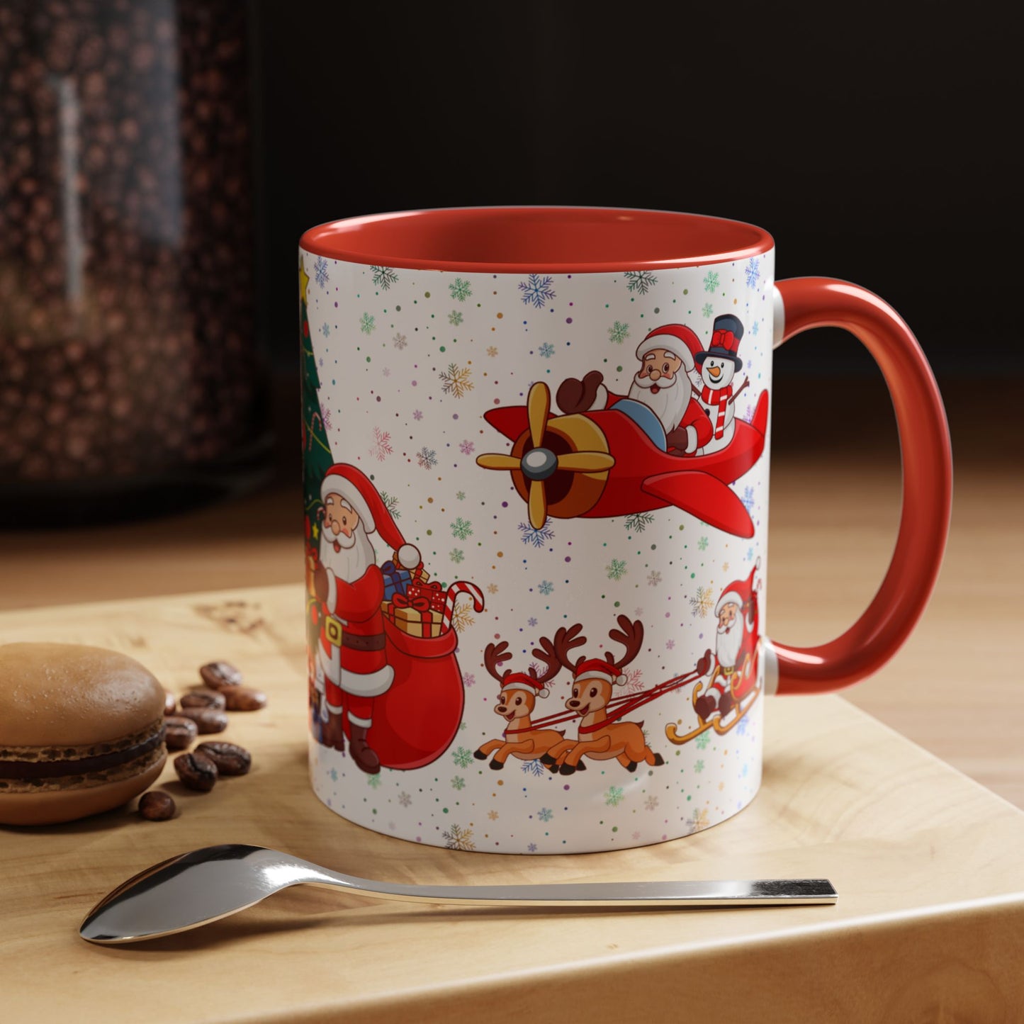 Christmas Party, Santa, Snowman & Reindeer - Accent Coffee Mug (11, 15oz) - 10429