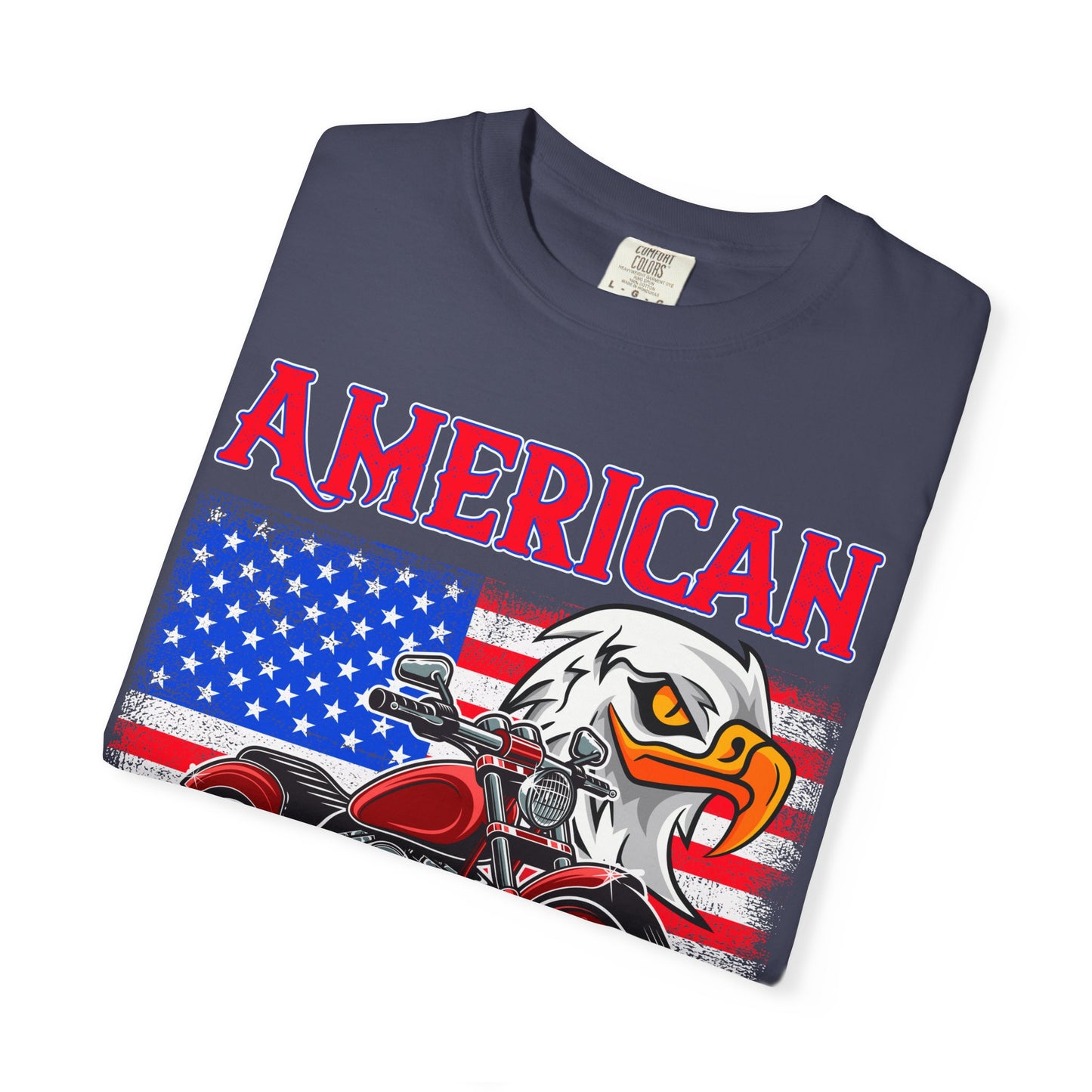 American Classic Tee, Unisex Garment-Dyed T-shirt, Biker Gift, Patriotic Apparel, Rider and Eagle Fashion, Vintage Style - 13658