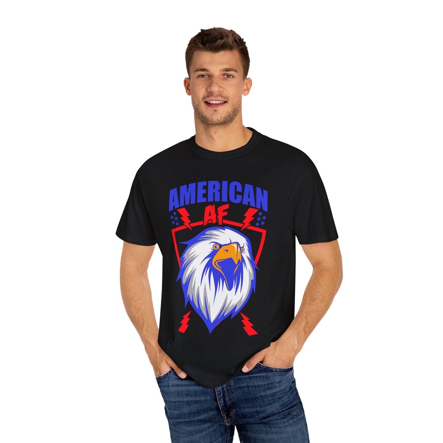 Patriotic Eagle T-Shirt, American AF Graphic Tee, Unisex Tee, 4th of July Shirt, Casual Wear, Gift for Patriots, Summer Style - 13731