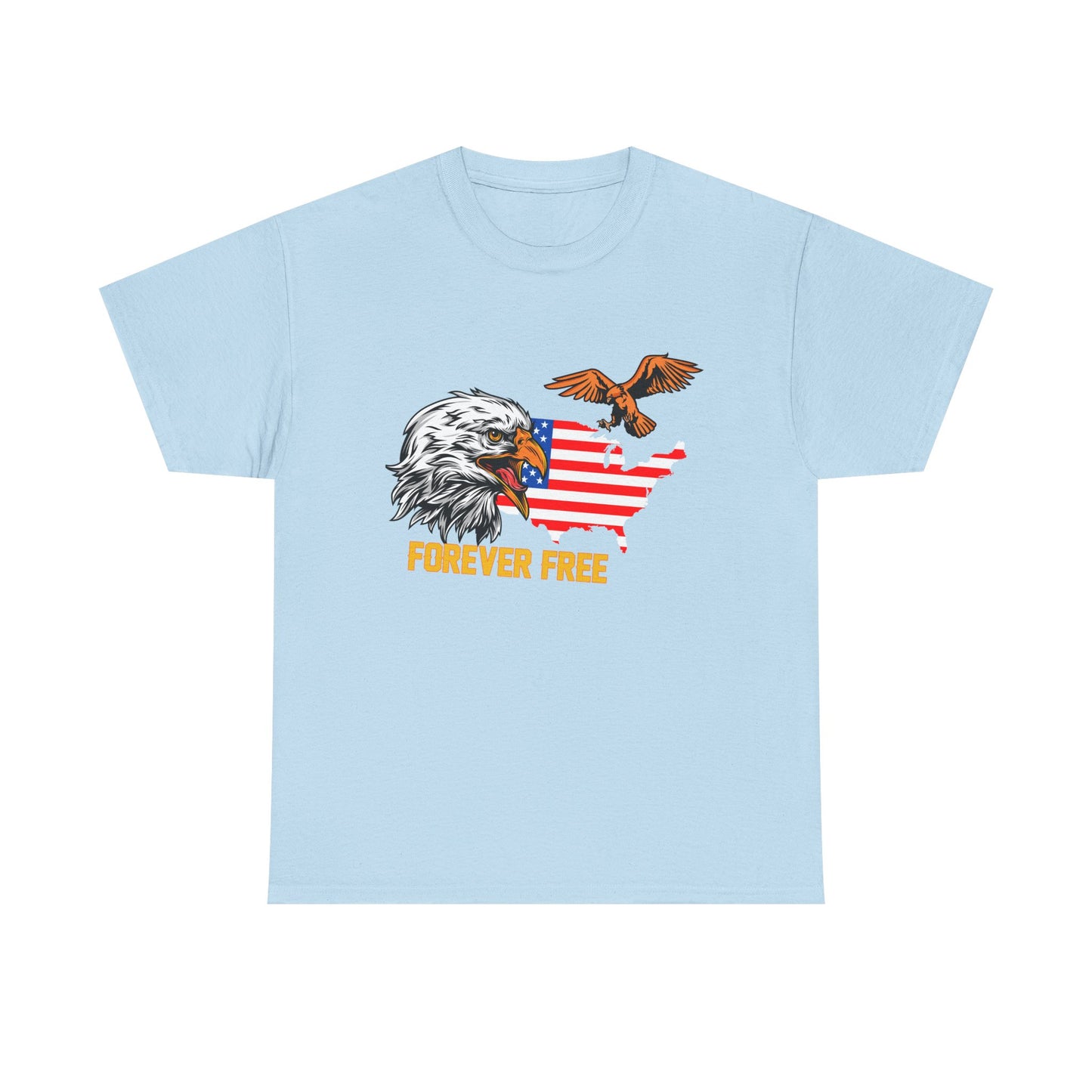Unisex Heavy Cotton Tee with "Forever Free" Design - Perfect for Patriotic Events, July 4th Celebrations, Gifts, Summer Wear, Casual Outfits - 13692