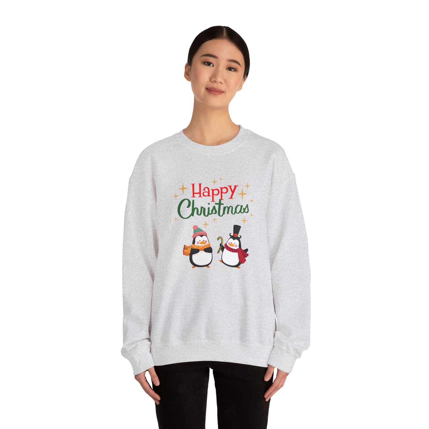 2 Penguins: Happy Christmas - Unisex Heavy Blend™ Crewneck Sweatshirt