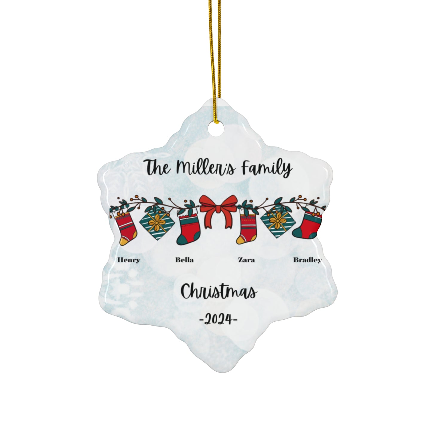 Christmas, Family Photos, Customizable - Ceramic Ornament, 4 Shapes - 10036