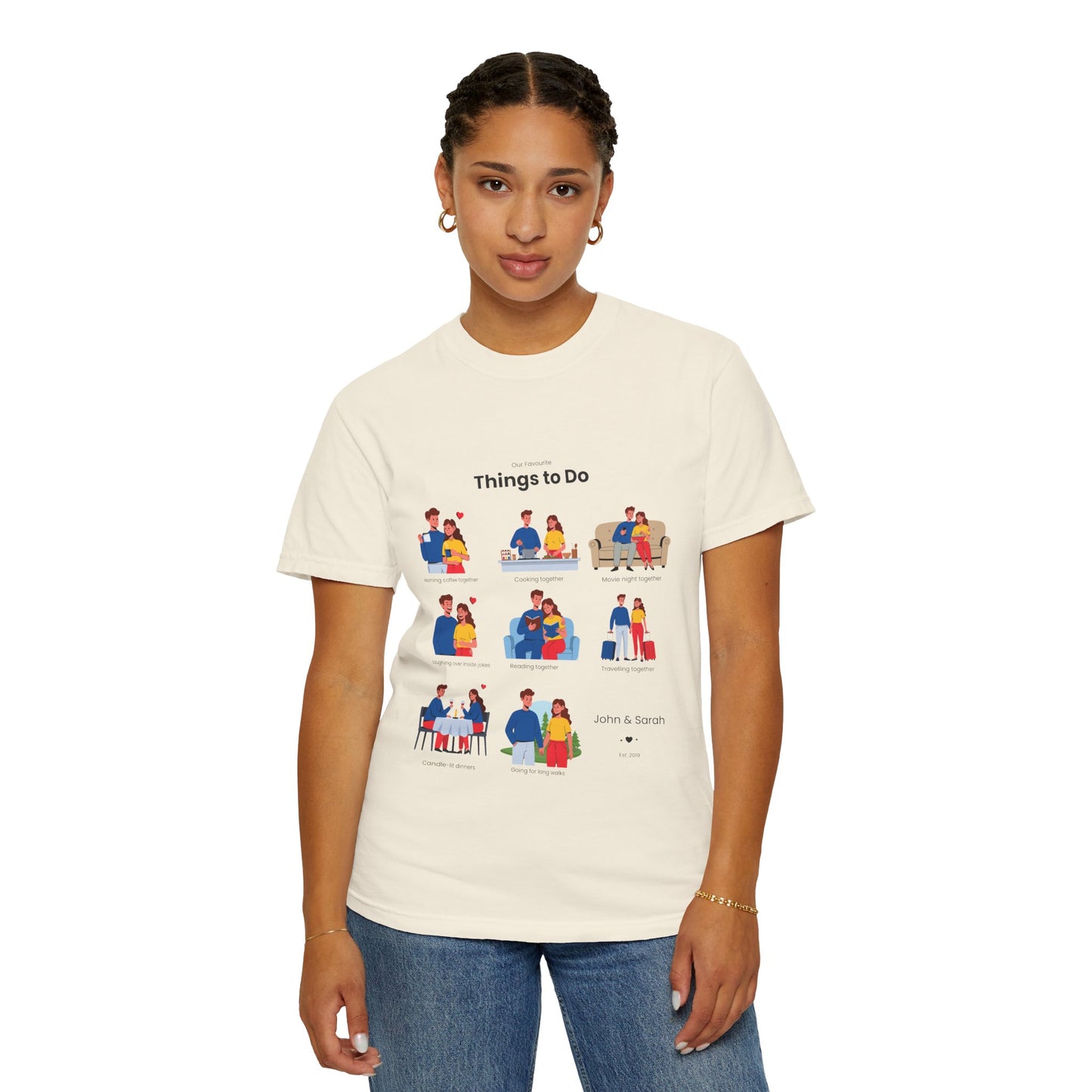 Our Favourite Things to Do Together – Personalised Valentine’s Illustration T-Shirt Gift - 14722