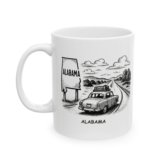 "Alabama: Where the road trips are long, and the memories last forever." Ceramic Mug - 11oz/15oz - 12810