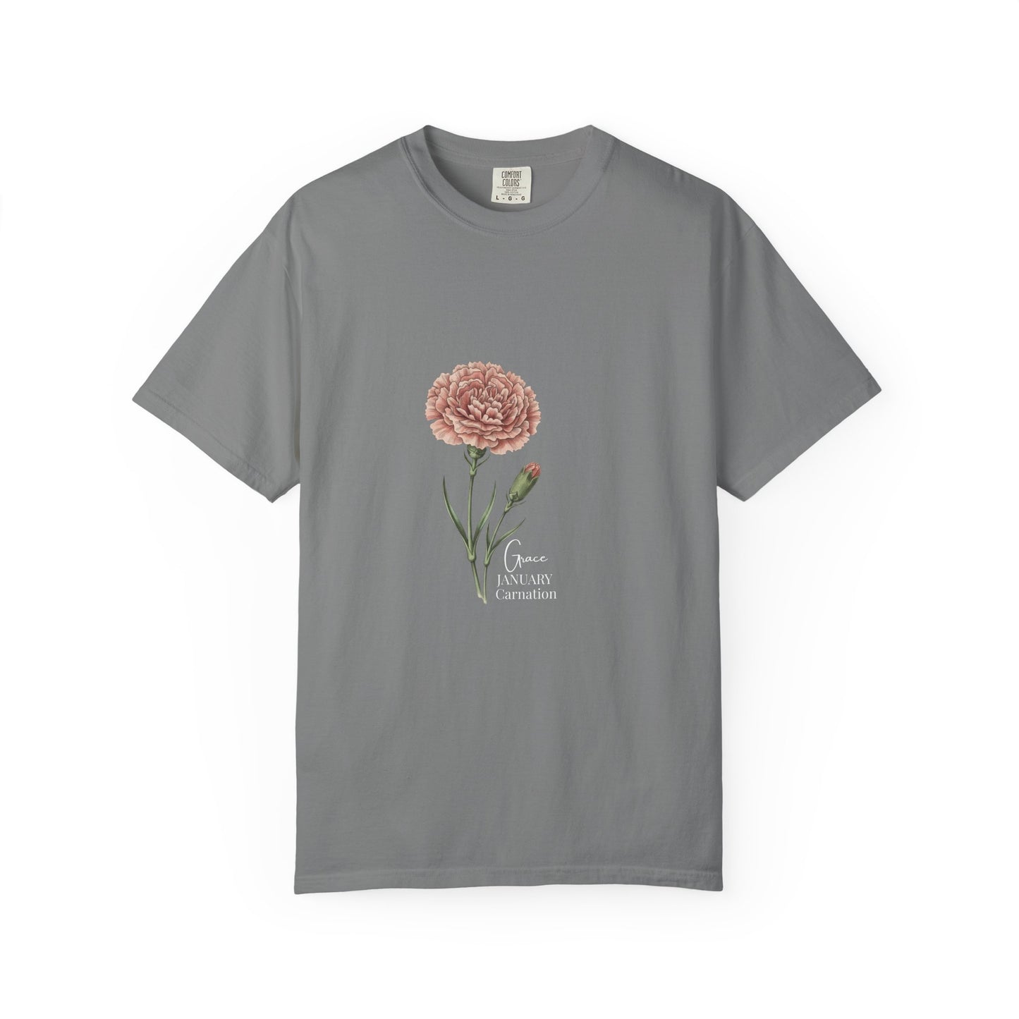 January Carnation Birth Flower T-Shirt – Customizable - 14672
