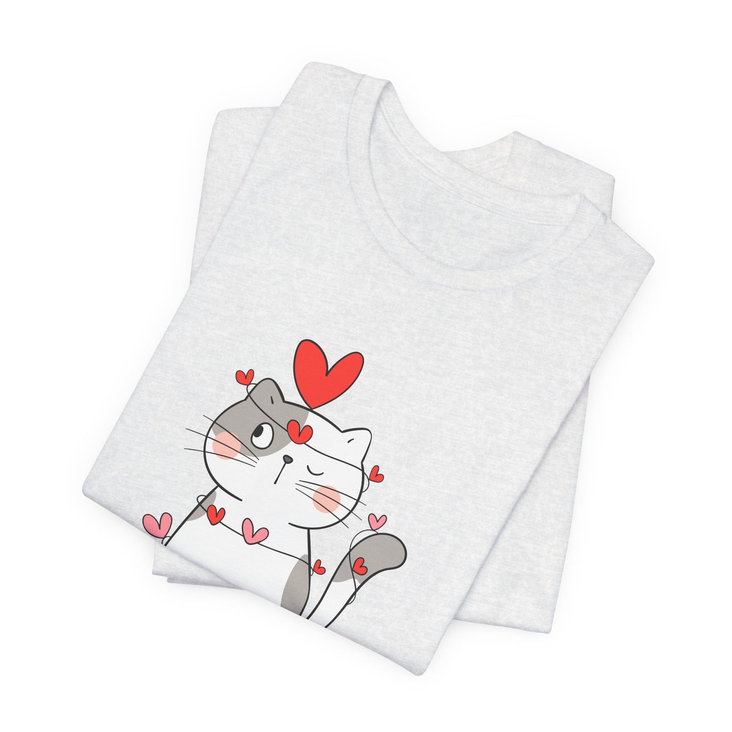 Cute Cat, Happy Valentine's Day - Unisex Jersey Short Sleeve Tee - 11359
