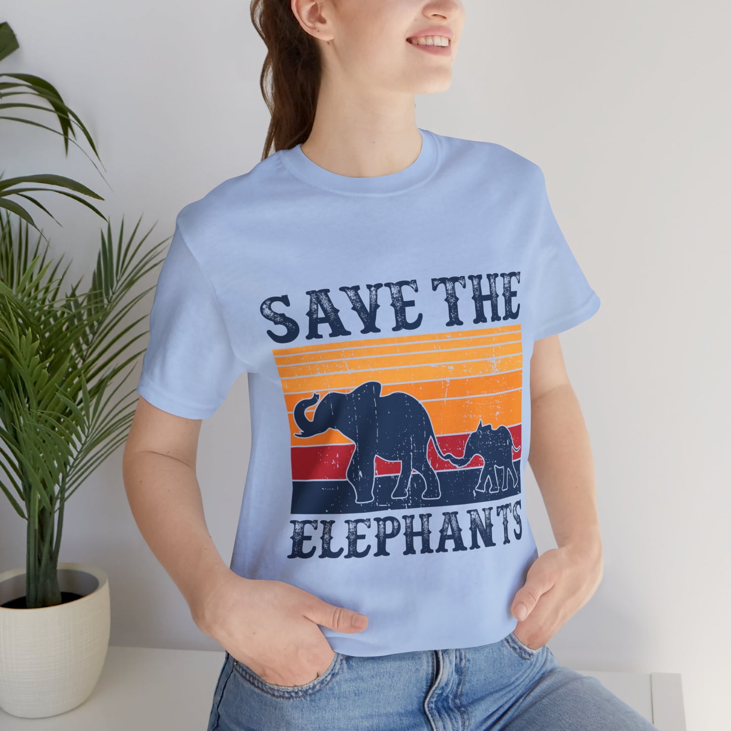 Vegan: Save The Elephants - Unisex Jersey Short Sleeve Tee