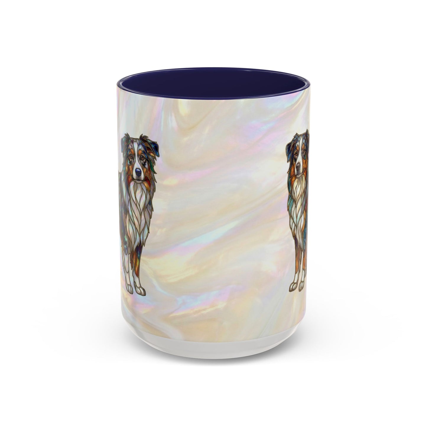 Australian Shepherd Accent Coffee Mug — Stained Glass Design (11/15oz) -14614